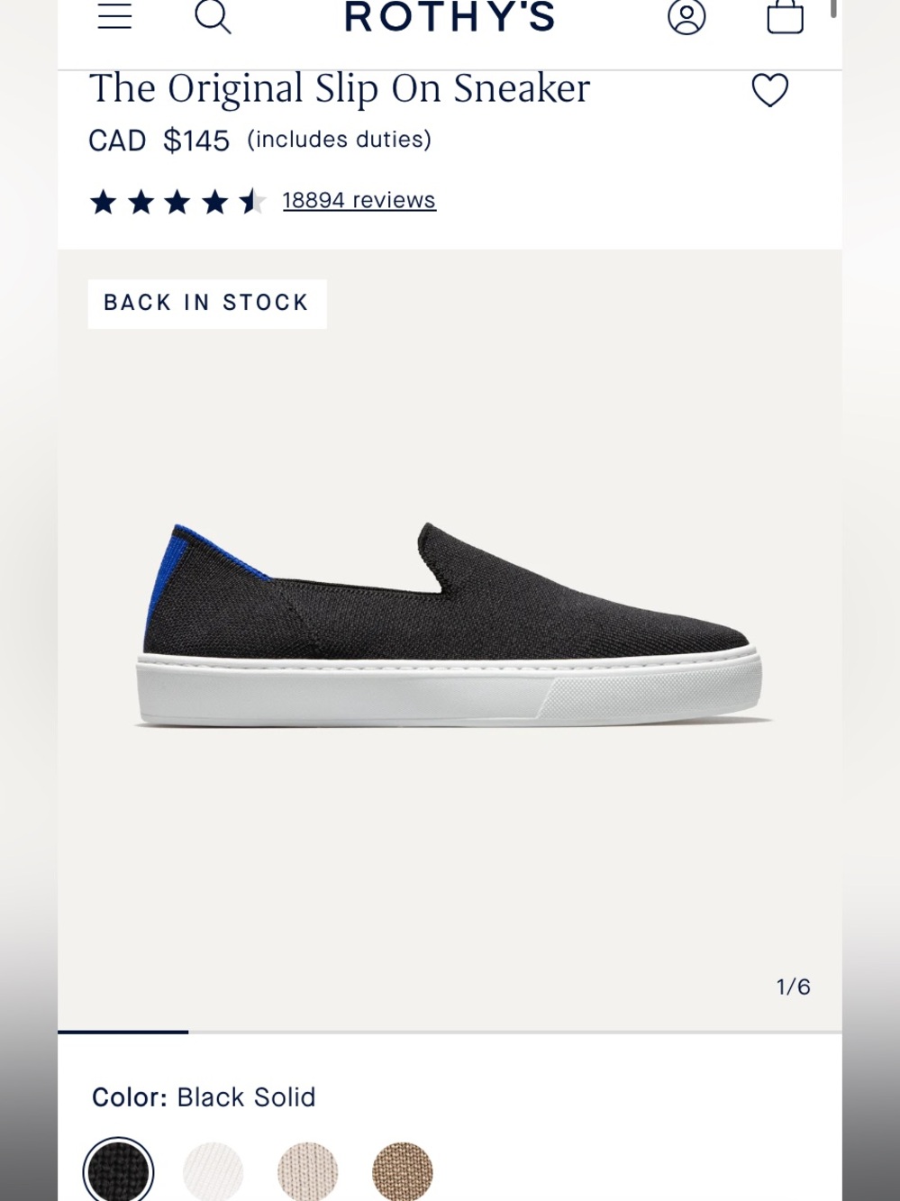 Rothy's The Original Slip On Sneakers Size 8